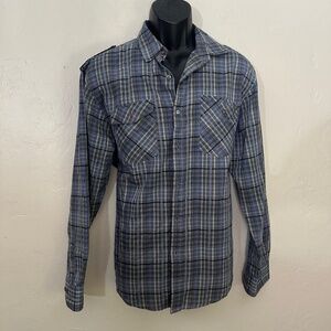 Drill Plaid Long Sleeve Shirt Medium Gently worn 55% cotton / 45% polyester